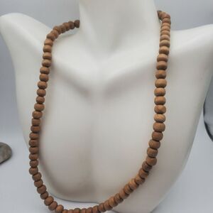Wooden beaded ball necklace neutral simplstic wear‎ jewelry
